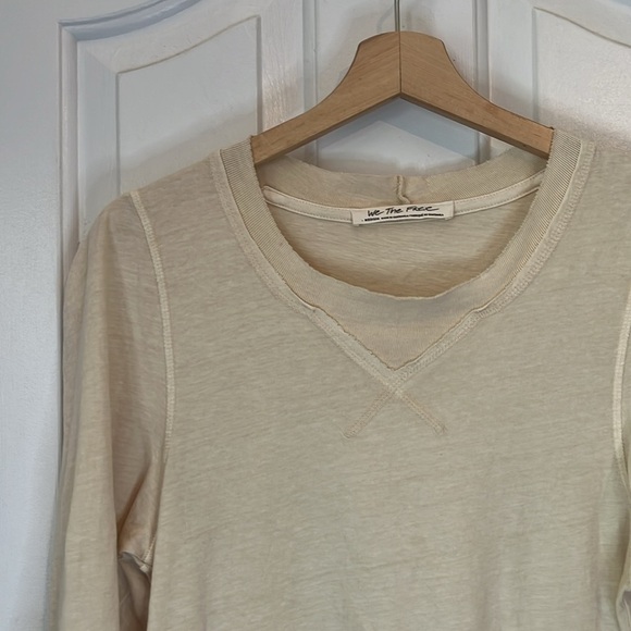 Free People | We the Free Puff Shoulder Oatmeal Clover Top Medium Boho Cotton - Picture 6 of 10